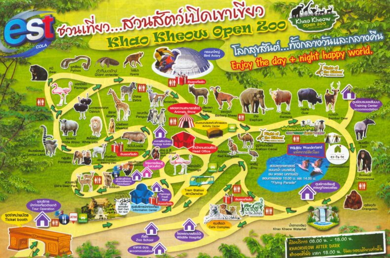 Карта зоопарка Кхао Кхео в Паттайе