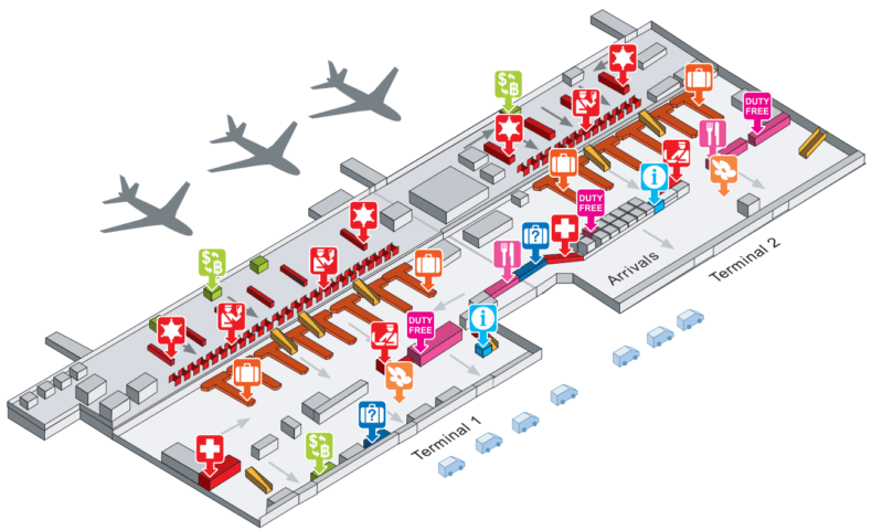 Схема зоны прилета аэропорта Дон Муанг в Бангкоке